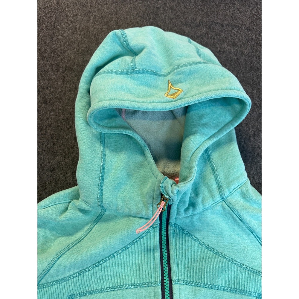 ivivva Girls Lululemon Practice Jacket Teal Full Zip Hoodie Thumbholes Size 14 - Picture 9 of 16